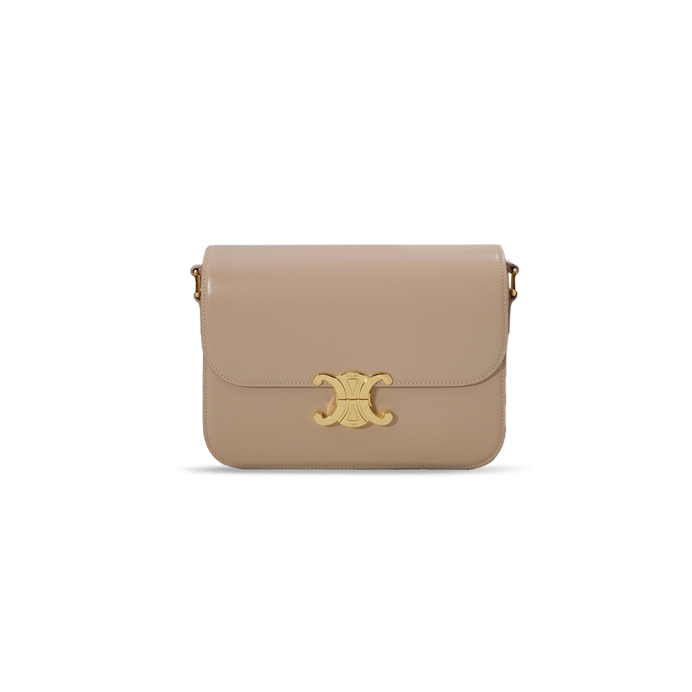 CELINE MEDIUM TEEN TRIOMPHE BAG IN BOX LEATHER AND SHEEPSKIN 187363BF4.07DC (22.5*16.5*7.5cm)